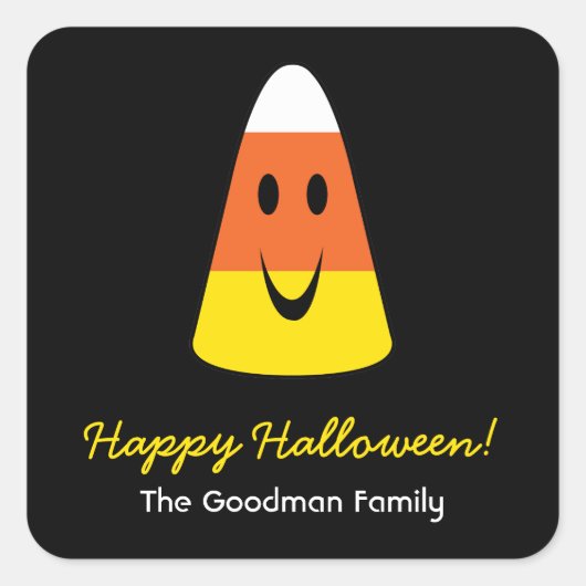 Lächelndes Mais Spaß niedliche Halloween-Gefallen  Quadratischer Aufkleber (Vorderseite)