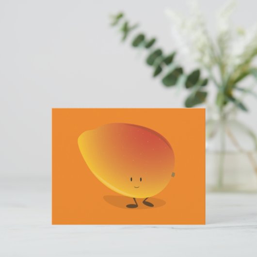 Lächelndes Mango-Zeichen Postkarte (Stehend Vorderseite)
