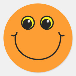 Lächelndes orange Emoji stellen gegenüber Runder Aufkleber