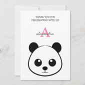 Lächelndes Panda-Gesicht Monogram Dankeskarte (Vorderseite)