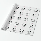 Lächelndes Panda-Gesicht Monogram Geschenkpapier (Ungerollt)