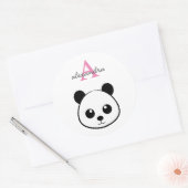 Lächelndes Panda-Gesicht Monogram Runder Aufkleber (Umschlag)