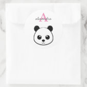 Lächelndes Panda-Gesicht Monogram Runder Aufkleber (Tasche)