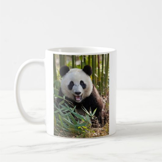 Lächelndes Panda Portrait Kaffeetasse (Links)