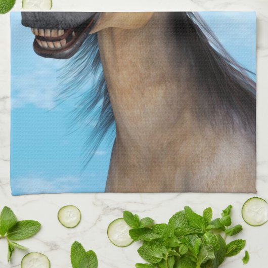 Lächelndes Pferd Geschirrtuch (Gefaltet)