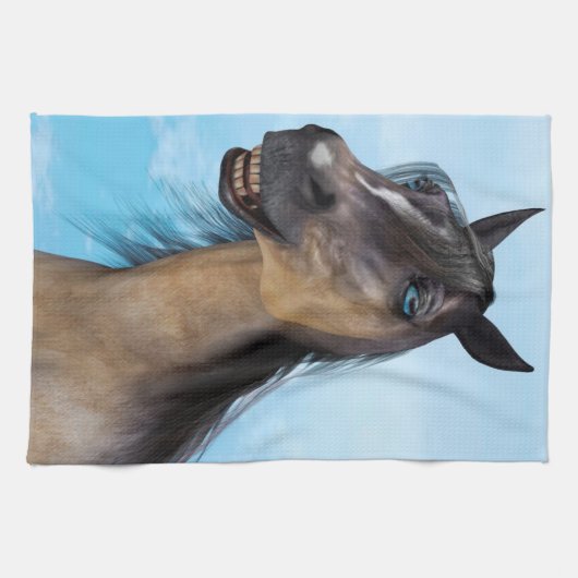 Lächelndes Pferd Geschirrtuch (Horizontal)