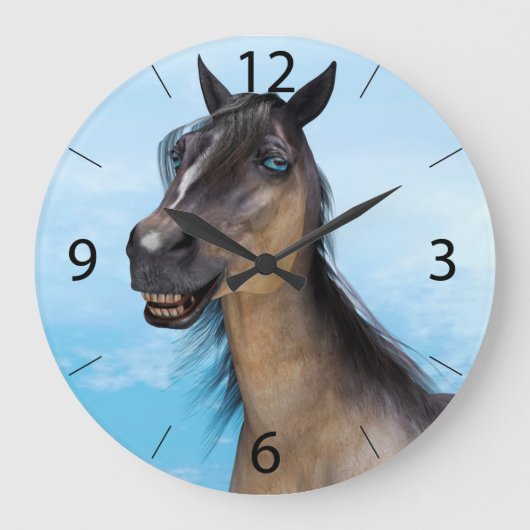 Lächelndes Pferd Große Wanduhr (Vorderseite)