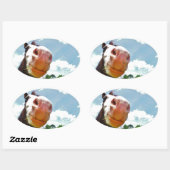 Lächelndes Pferd Ovaler Aufkleber (Blatt)