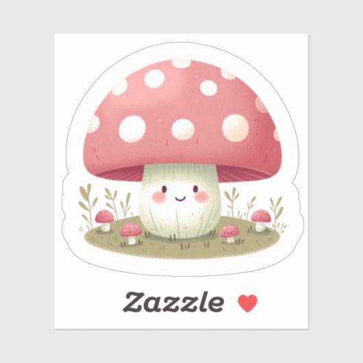 Lächelndes Pilz Aufkleber (Blatt)