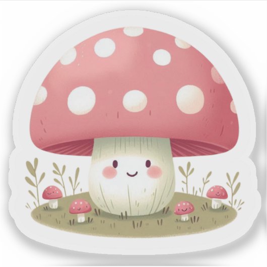 Lächelndes Pilz Aufkleber (Vorderseite)