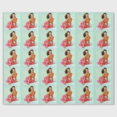 Lächelndes Pin-Up Geschenkpapier (Flach)