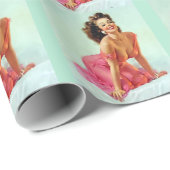Lächelndes Pin-Up Geschenkpapier (Rolleneckpunkt)