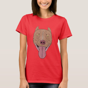 Lächelndes Pitbull-Porträt - Linie Kunst T-Shirt