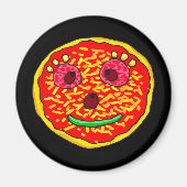 Lächelndes Pizza Face Illustration Design Magnet (Vorne)