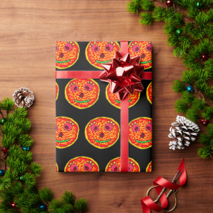 Lächelndes Pizza-Gesicht Illustrationsdesign Geschenkpapier