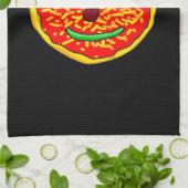 Lächelndes Pizza-Gesicht Illustrationsdesign Geschirrtuch (Gefaltet)