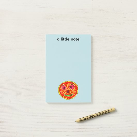 Lächelndes Pizza-Gesicht Illustrationsdesign Post-it Klebezettel (Auf Schreibtisch)