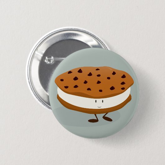 Lächelndes Plätzchen und Eiscremesandwich Button (Vorne & Hinten)