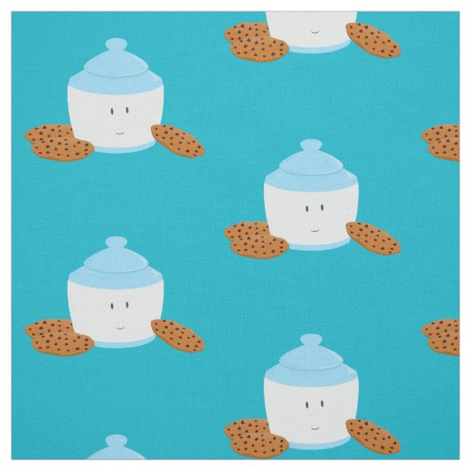 Lächelndes Plätzchenglas mit Plätzchen um es Stoff (Muster)