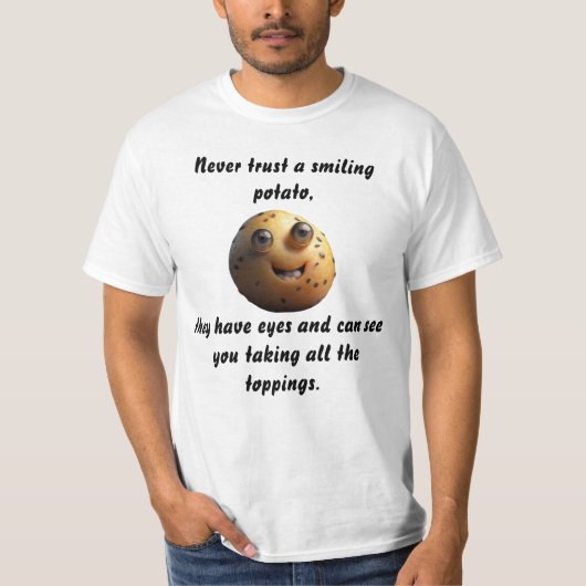 Lächelndes Potato lustige Potato Kopf Shirt Design (Vorderseite)