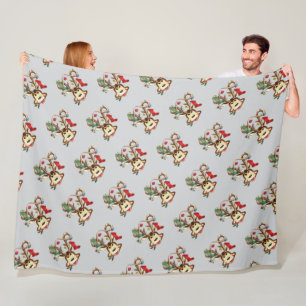 Lächelndes Rentier mit Weihnachtsgeschmack dekorie Fleecedecke