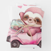 Lächelndes rosa Faultier, das ein Cabrio antreibt Geschenkpapier Set (Beispiel)