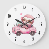 Lächelndes rosa Faultier, das ein Cabrio antreibt