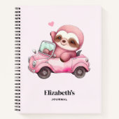Lächelndes rosa Faultier, das ein Cabrio antreibt Notizblock (Vorderseite)