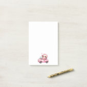 Lächelndes rosa Faultier, das ein Cabrio antreibt Post-it Klebezettel (Auf Schreibtisch)