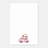 Lächelndes rosa Faultier, das ein Cabrio antreibt Post-it Klebezettel (Vorderseite)