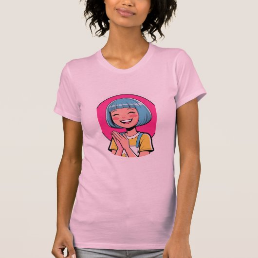 Lächelndes rosa Hintergrundbild-Shirt T-Shirt (Vorderseite)