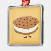 Lächelndes Schokoladensplitterplätzchensandwich Ornament Aus Metall (Links)
