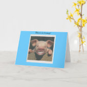 lächelndes Schwein, wie es geht Karte (Gelbe Blume)