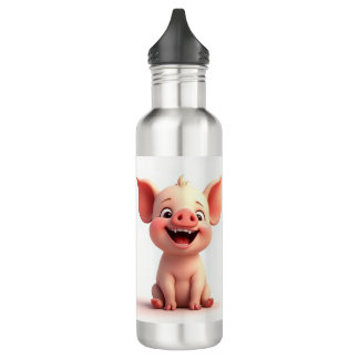 Lächelndes Schweine Edelstahlflasche