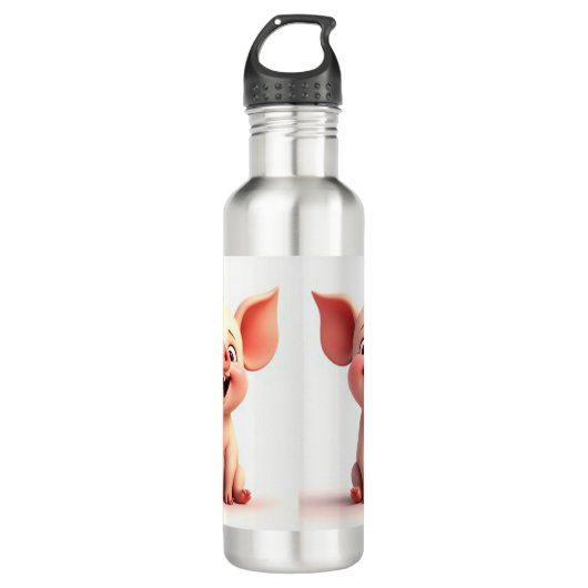 Lächelndes Schweine Edelstahlflasche (Vorderseite)