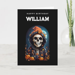 Lächelndes Skelett wird alt Geburtstag Karte