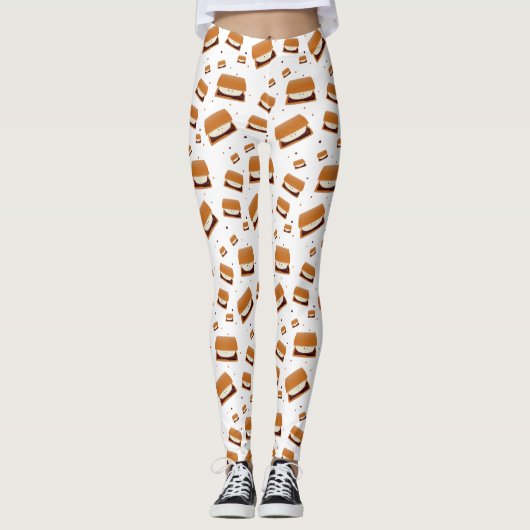 Lächelndes S'mores mit Punkten auf Weiß Leggings (Vorderseite)