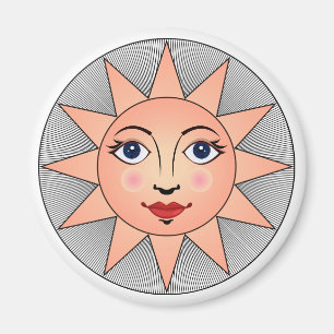 Lächelndes Sonnengesicht Astronomiesymbol Magnet