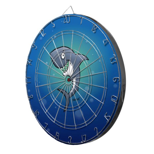 Lächelndes Sonnenhai auf blauem Hintergrund Dartscheibe (Vorderseite rechts)