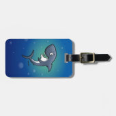 Lächelndes Sonnenhai auf blauem Hintergrund Gepäckanhänger (Vorderseite horizontal)