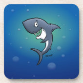 Lächelndes Sonnenhai auf blauem Hintergrund Getränkeuntersetzer (Vorderseite)