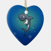 Lächelndes Sonnenhai auf blauem Hintergrund Keramik Ornament (Rechts)