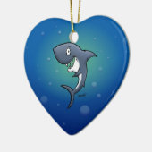 Lächelndes Sonnenhai auf blauem Hintergrund Keramik Ornament (Links)