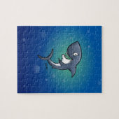 Lächelndes Sonnenhai auf blauem Hintergrund Puzzle (Horizontal)