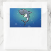 Lächelndes Sonnenhai auf blauem Hintergrund Rechteckiger Aufkleber (Tasche)