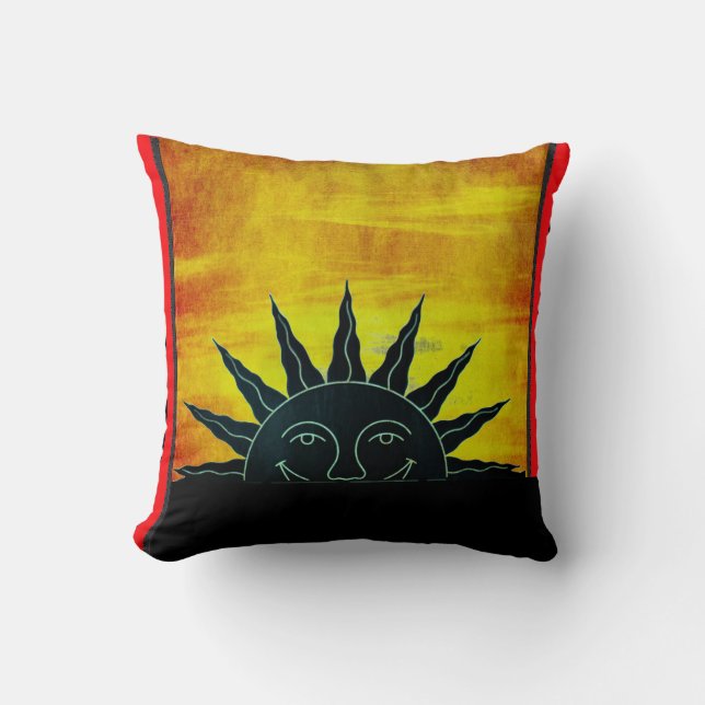 Lächelndes Sonnenkopfkissen Kissen (Vorderseite)