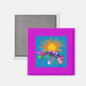 Lächelndes Sonnenmagnet Magnet (Vorderseite/Rückseite)
