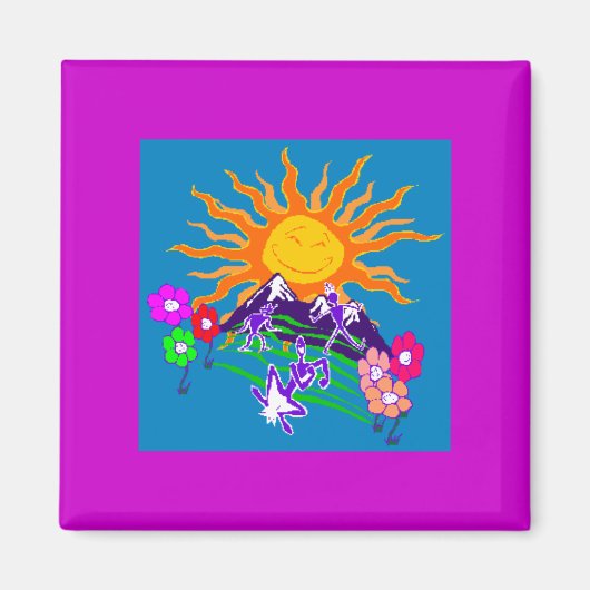 Lächelndes Sonnenmagnet Magnet (Vorne)