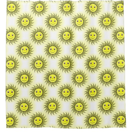 Lächelndes Sonnenmuster Duschvorhang (Vorderseite)