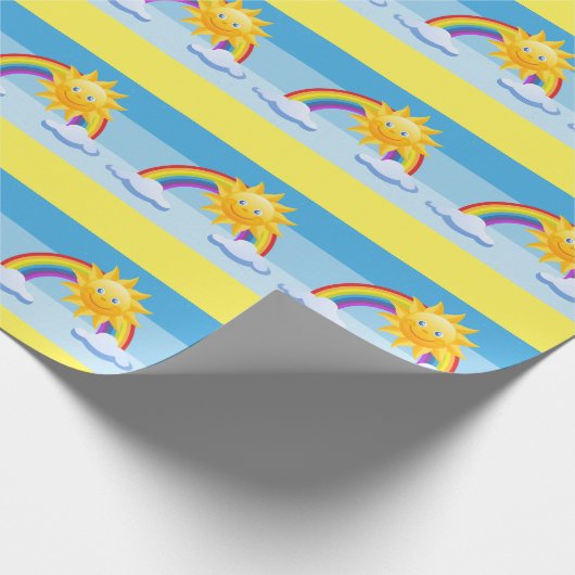 Lächelndes Sonnenwackelpapier Geschenkpapier (Ecke)